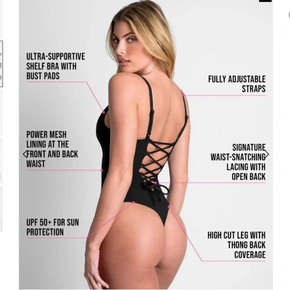 TA3 Hi Cut Plungey Thong Swimsuit - Picture 5 of 9